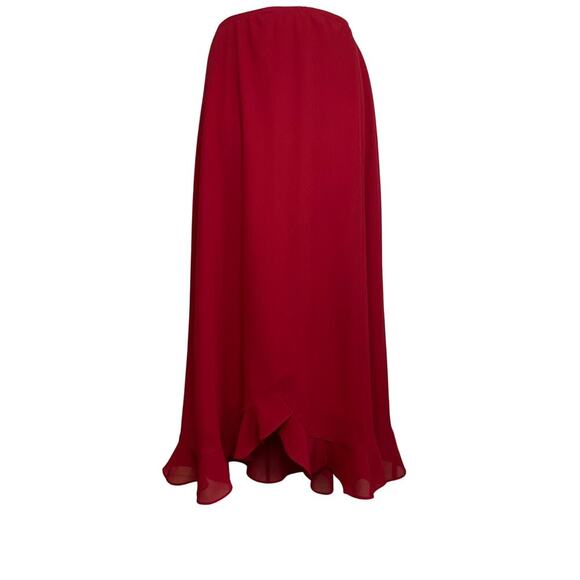 Vintage Another Thyme Romantic Red Ruffle Hem Midi Skirt Women's Size 16 - Picture 1 of 6
